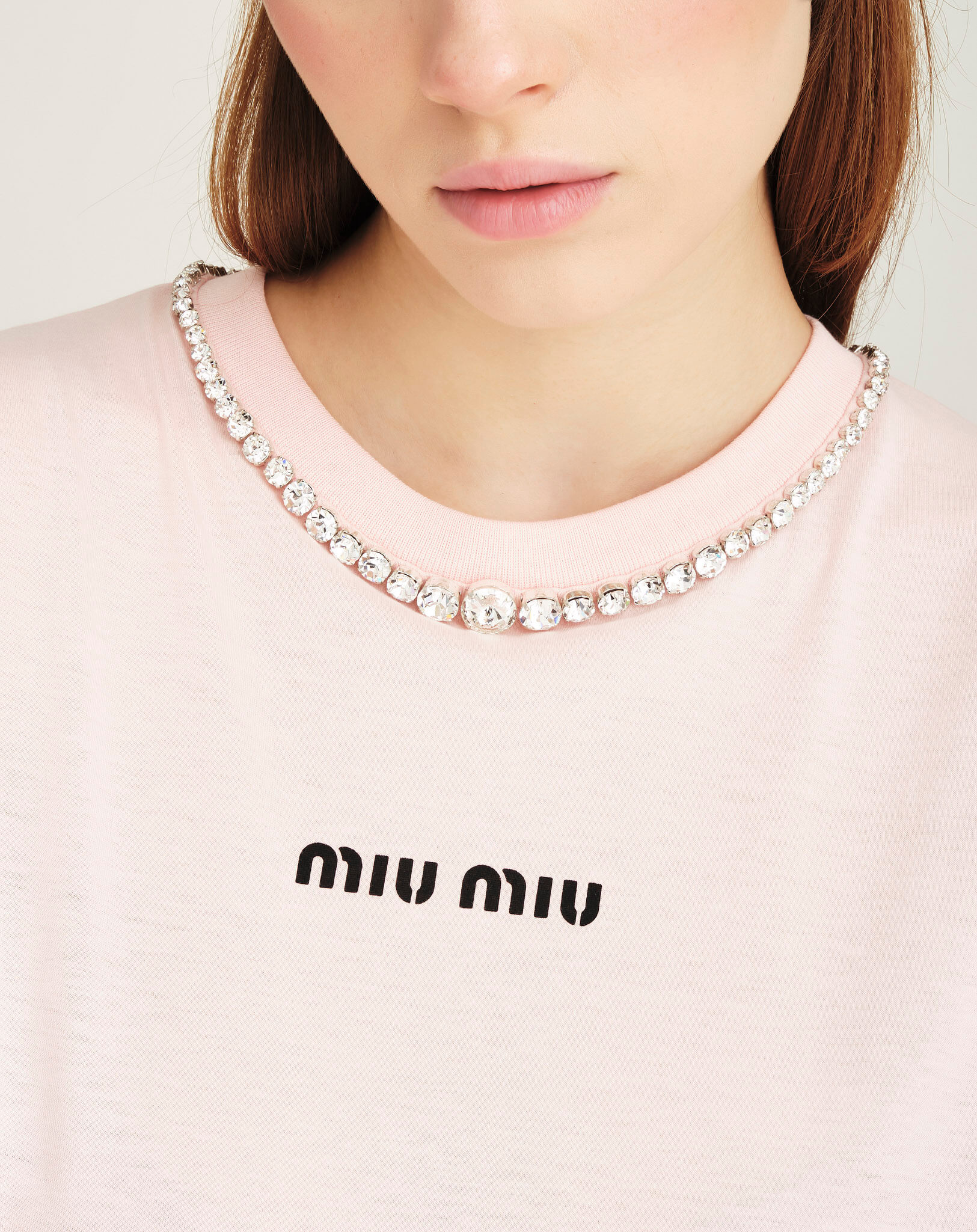 Miu Miu - Crystal Necklace Logo Long Sleeve Top M